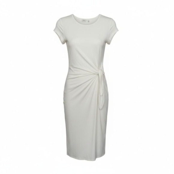 Wilfred Fortune Tie Front Midi Dress Cream‎ M ECOVERO Soft Drape Side Slits Midi - Picture 2 of 12